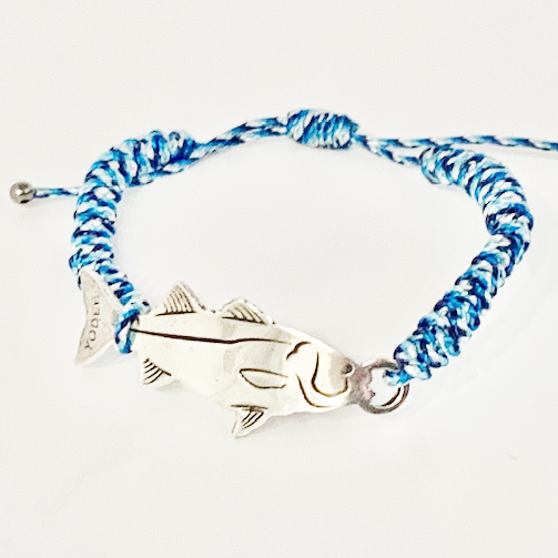 Bracelet Cordon Tressé Bleu avec une Loup Argenté