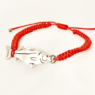 Bracelet Cordon Tressé Rouge avec une Loup Argenté