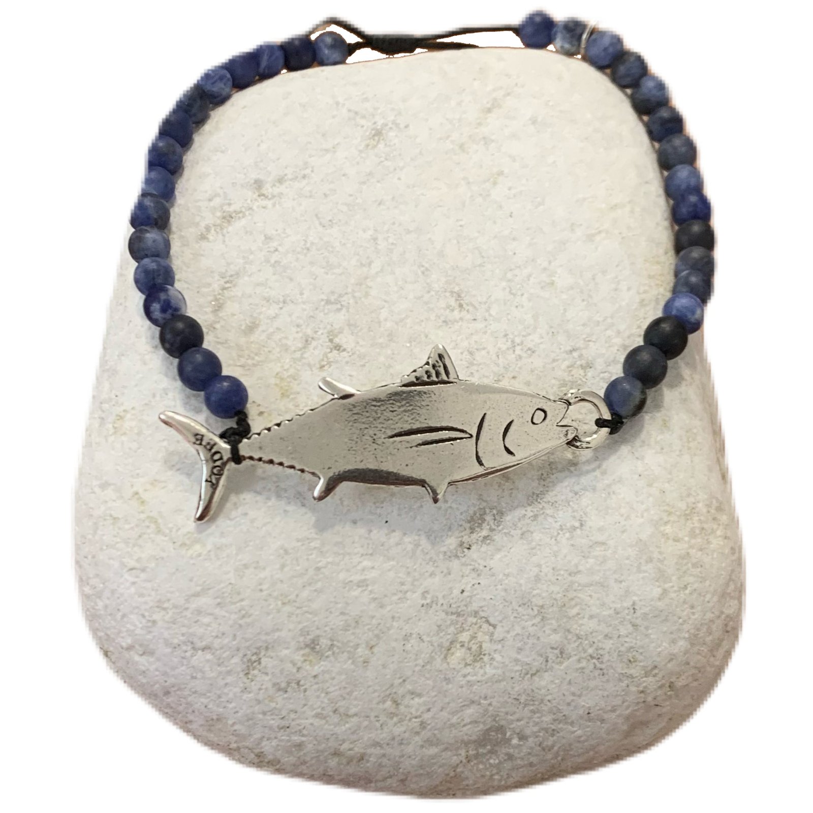 Bracelet pierre Sodalite d'Afghanistan 4mm avec un Thon Argenté